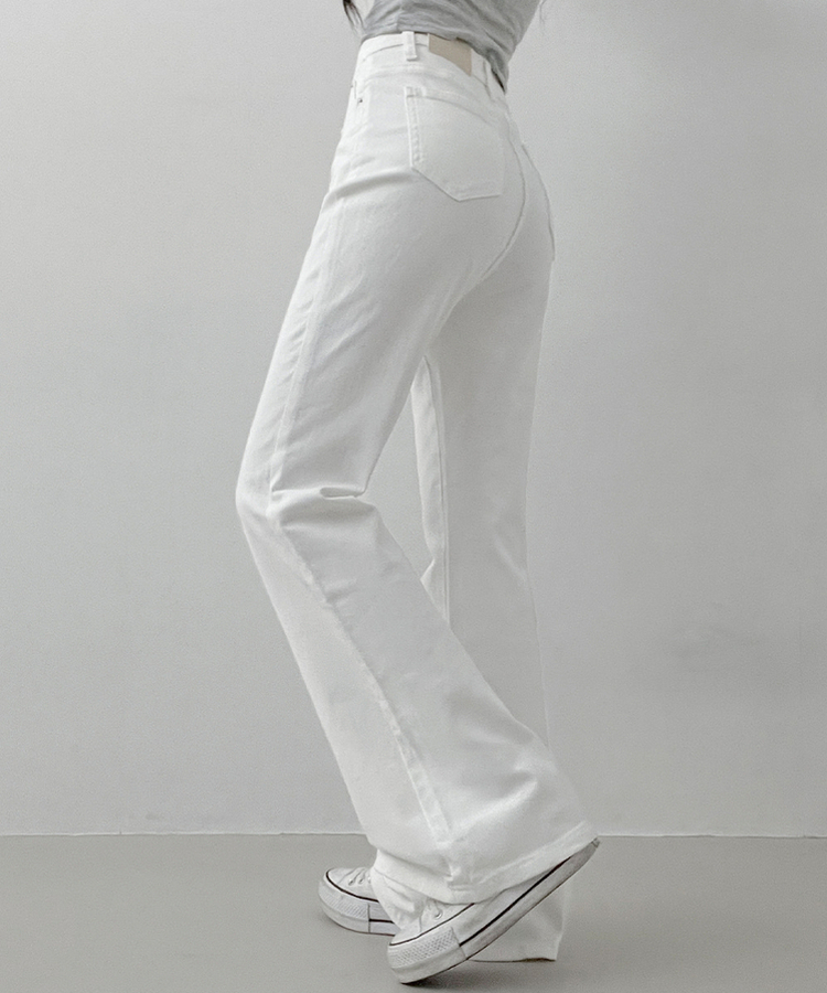 【丈別】L隠しバンド付きセミウォッシュデニムパンツ(6color) WHITE