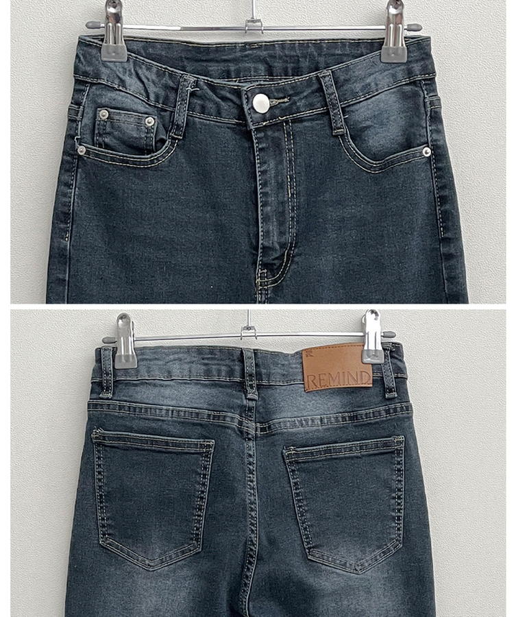 【丈別】L隠しバンド付きセミウォッシュデニムパンツ(6color)