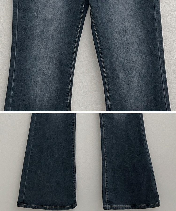 【丈別】L隠しバンド付きセミウォッシュデニムパンツ(6color)