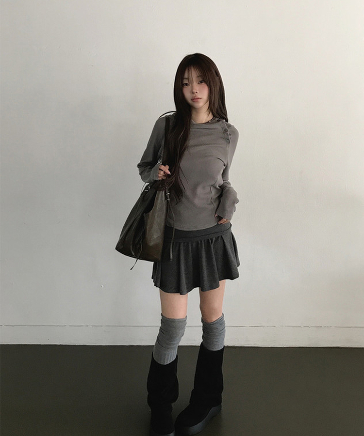 シアリングフレアミニスカート CHARCOAL