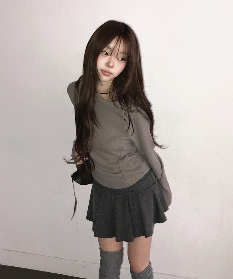 シアリングフレアミニスカート CHARCOAL