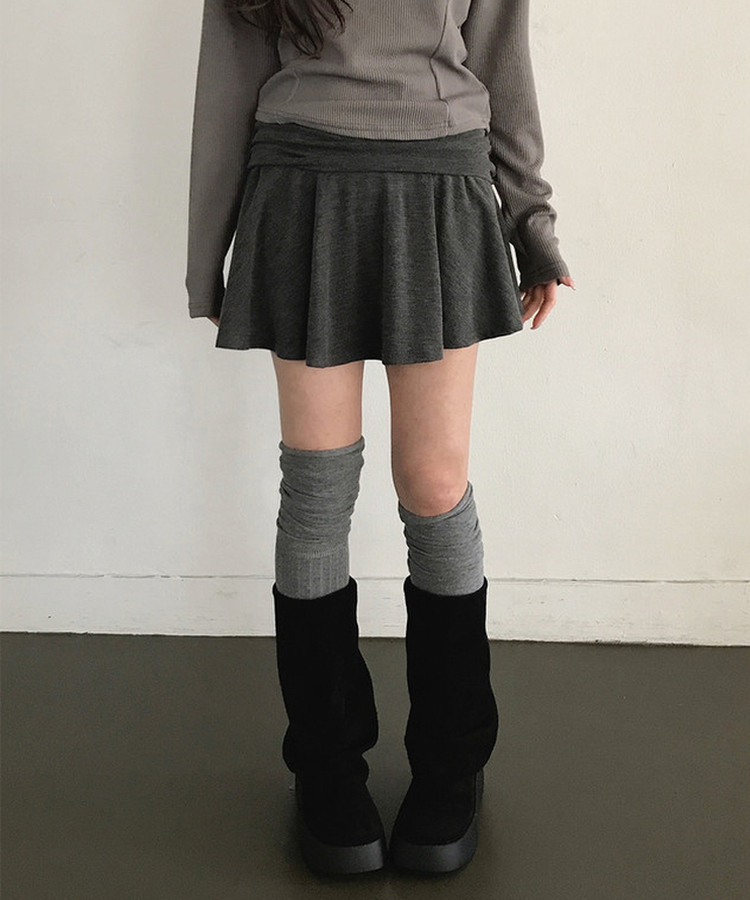 シアリングフレアミニスカート CHARCOAL