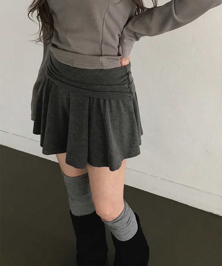 シアリングフレアミニスカート CHARCOAL