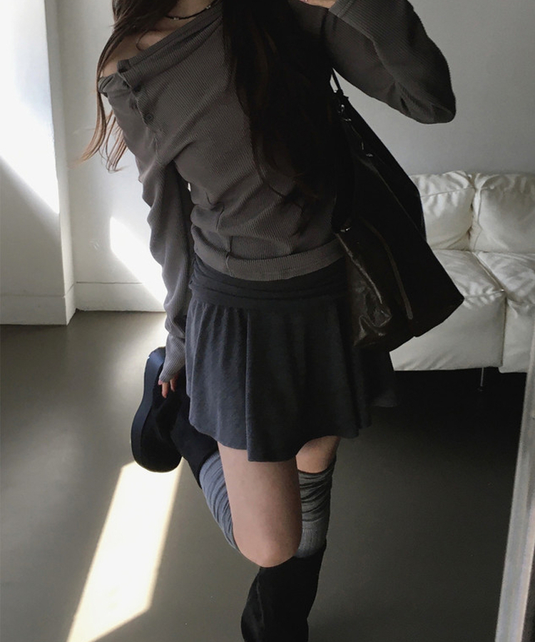 シアリングフレアミニスカート CHARCOAL