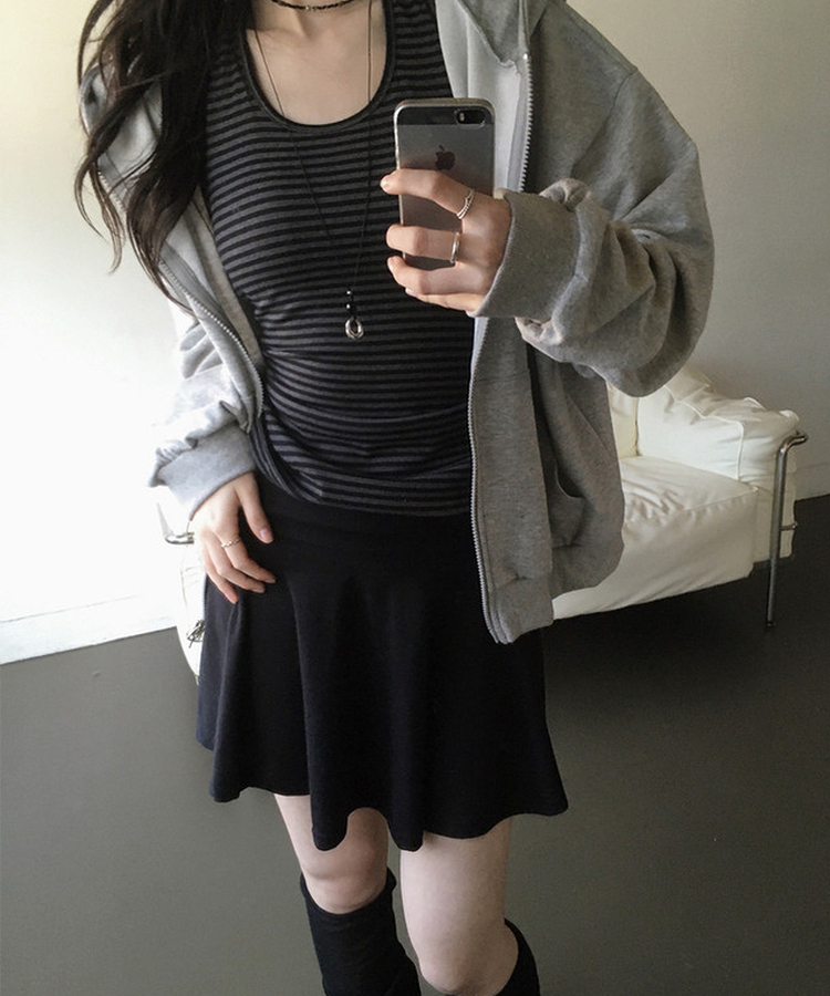 シアリングフレアミニスカート BLACK