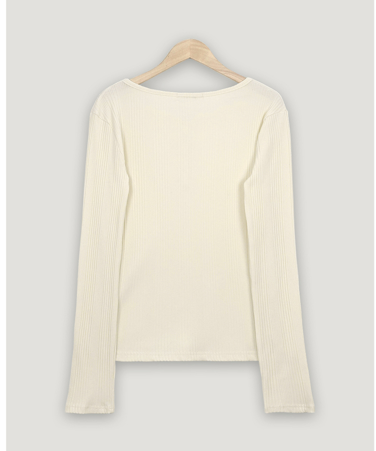 ボタンスリムリブTシャツ