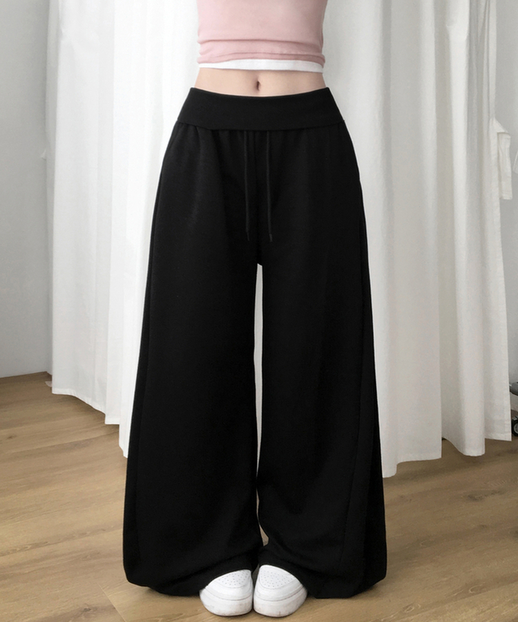 【丈別】ロングワイドトレーニングパンツ BLACK