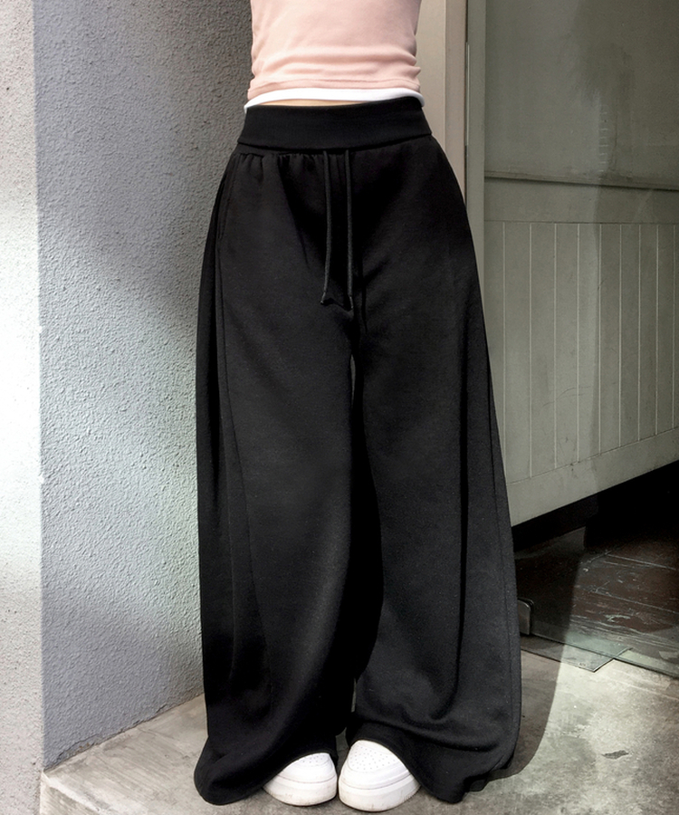 【丈別】ロングワイドトレーニングパンツ BLACK