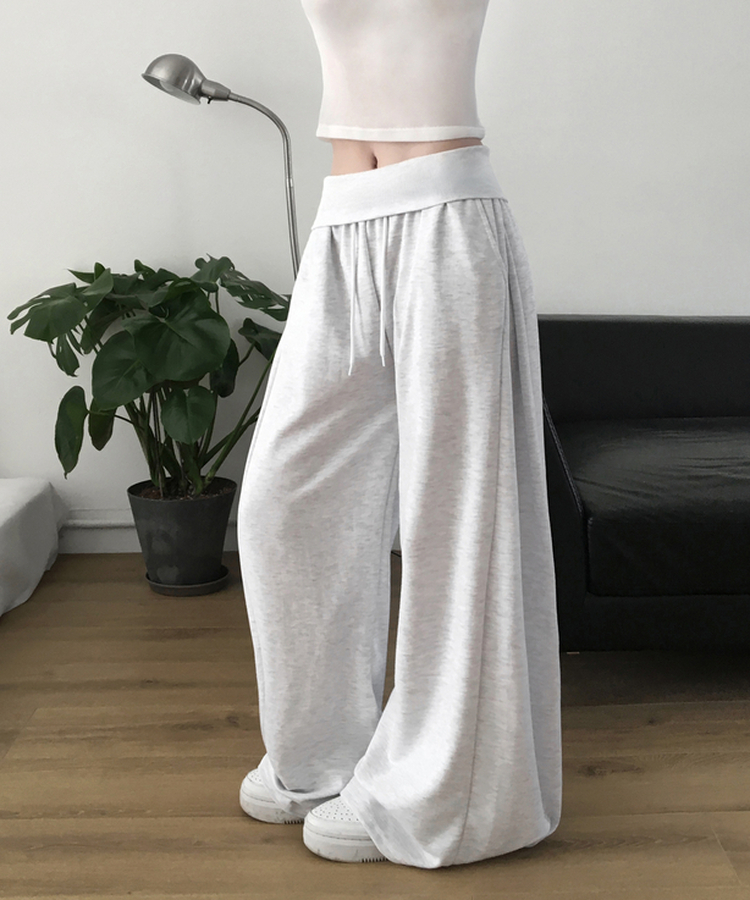 【丈別】ロングワイドトレーニングパンツ MELANGE WHITE
