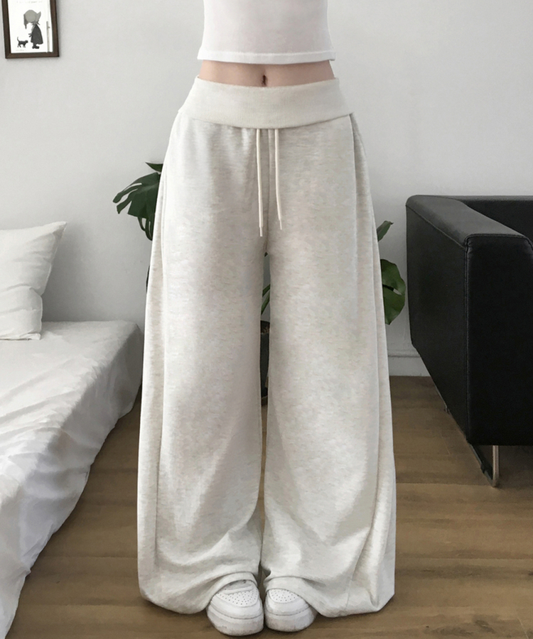 【丈別】ロングワイドトレーニングパンツ MELANGE WHITE