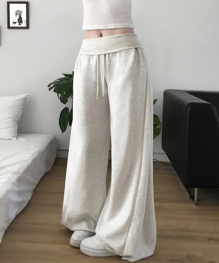 【丈別】ロングワイドトレーニングパンツ MELANGE WHITE