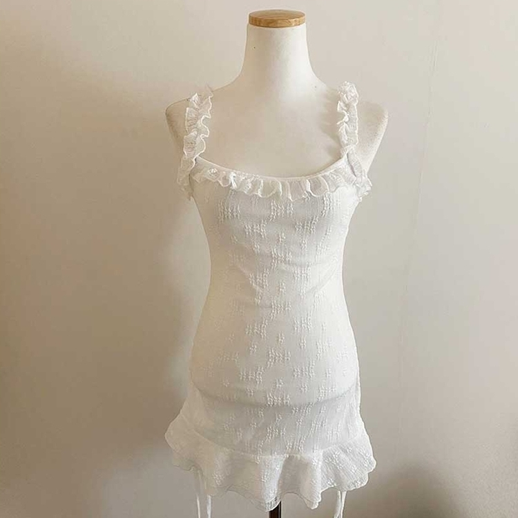 ストリングフリルレースミニワンピース