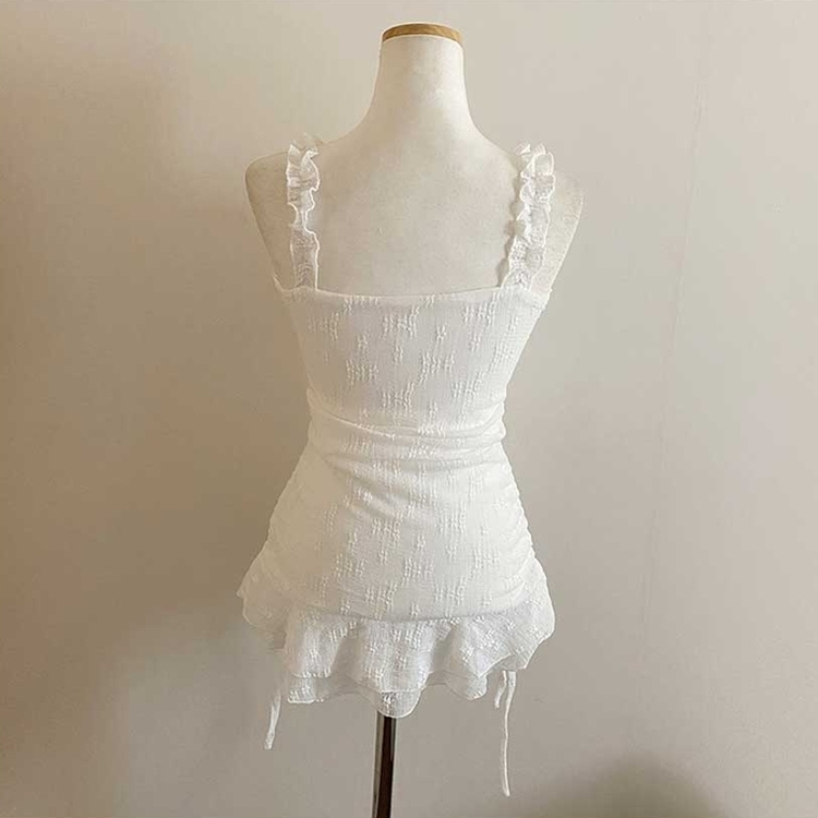 ストリングフリルレースミニワンピース