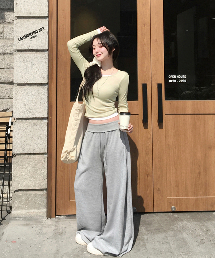 멀로즈 시스루 레이어드 티셔츠 긴팔 라운드 쫀쫀 파스텔 슬림핏 러블리 데일리룩 포인트템 봄신상봄레이어드봄컬러 그린