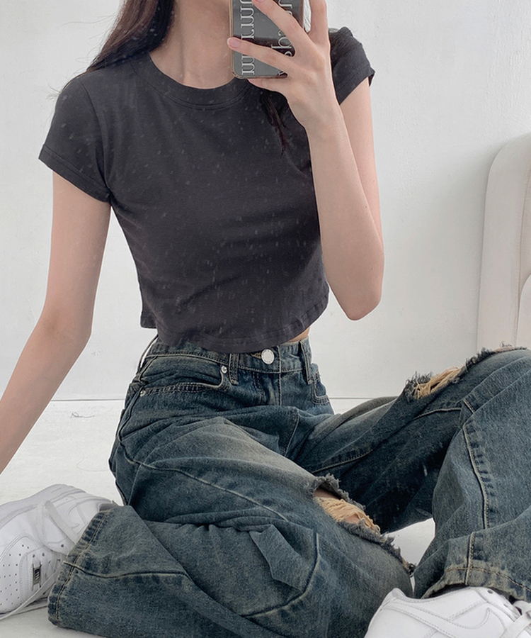 【丈別】ダメージセミワイドデニム(5color) VINTAGE DEEP BLUE