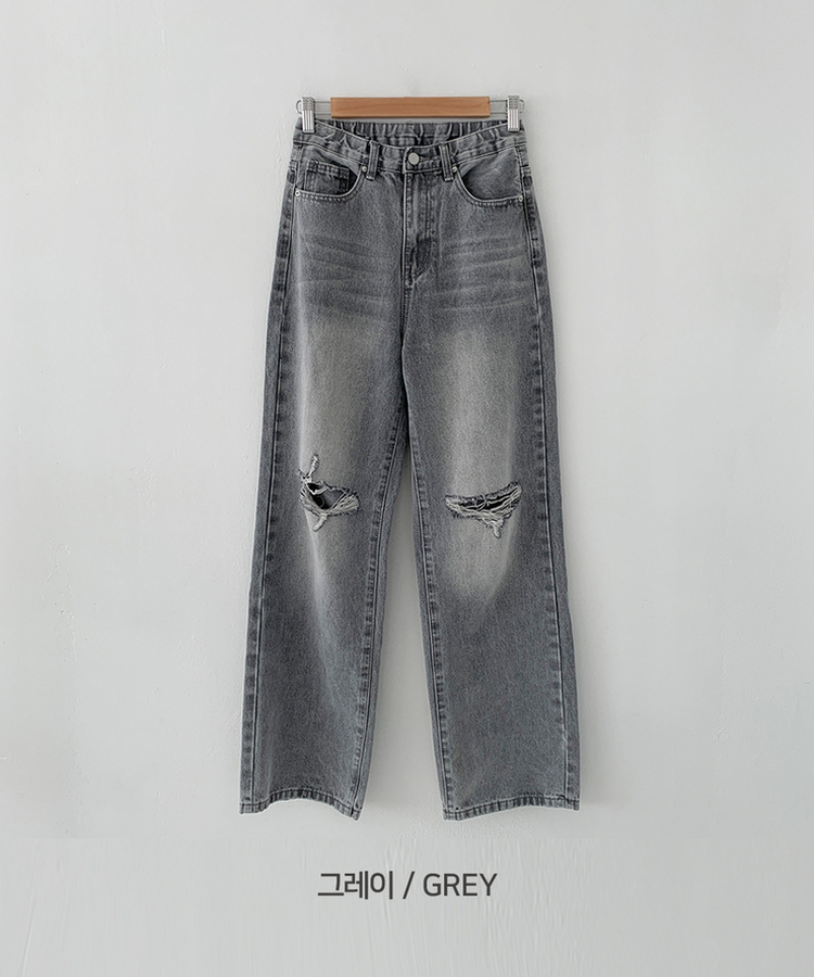 【丈別】ダメージセミワイドデニム(5color)