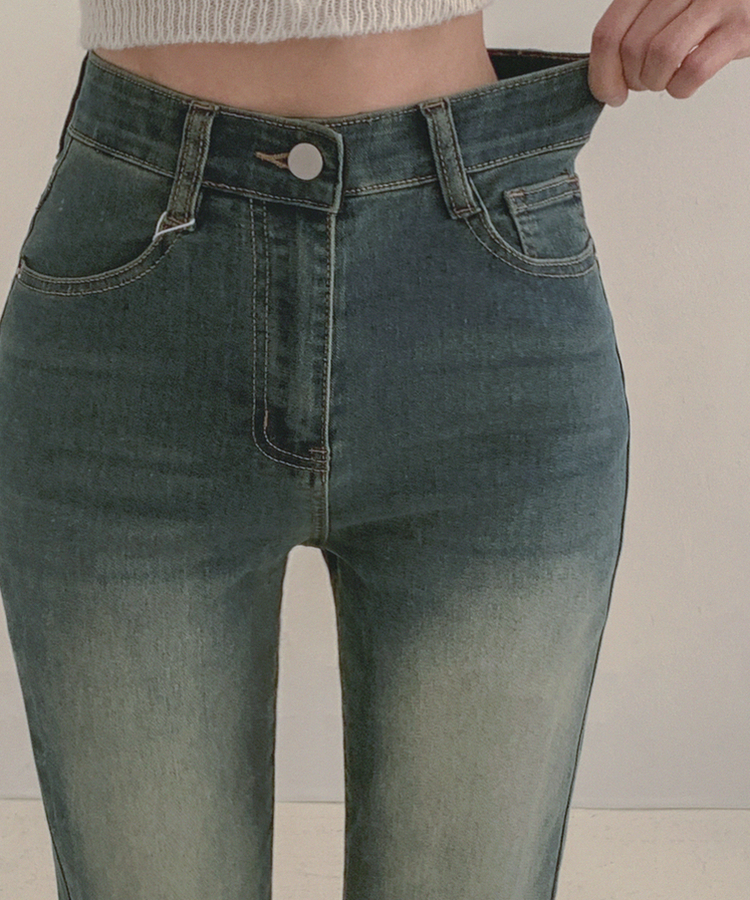 【丈別】ウォッシュスリムデニムパンツ(6color) VINTAGE DEEP BLUE