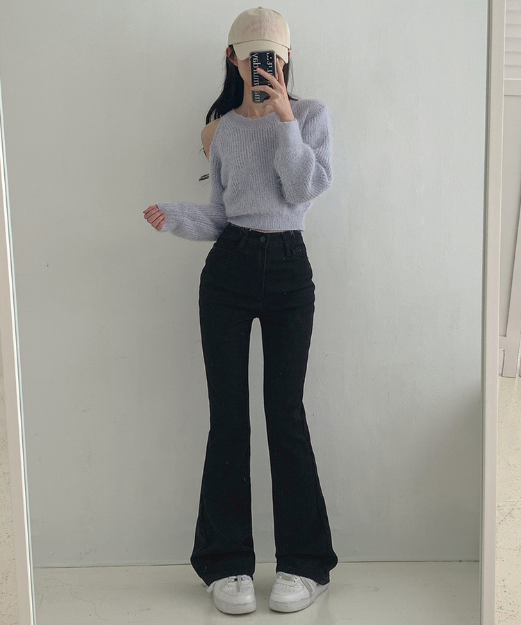 【丈別】ウォッシュスリムデニムパンツ(6color) BLACK DENIM