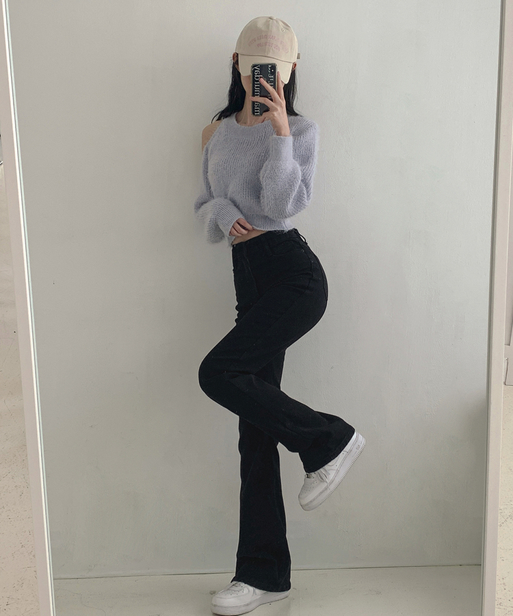 【丈別】ウォッシュスリムデニムパンツ(6color) BLACK DENIM