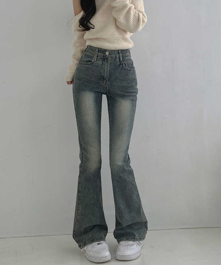 【丈別】ウォッシュスリムデニムパンツ(6color) ASH BLUE