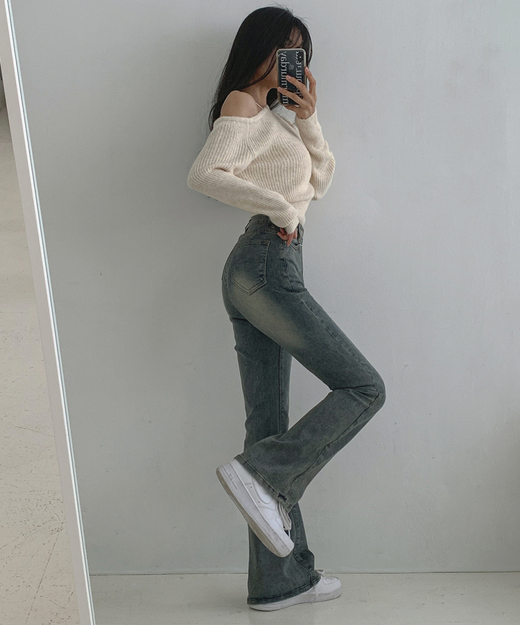 【丈別】ウォッシュスリムデニムパンツ(6color) ASH BLUE