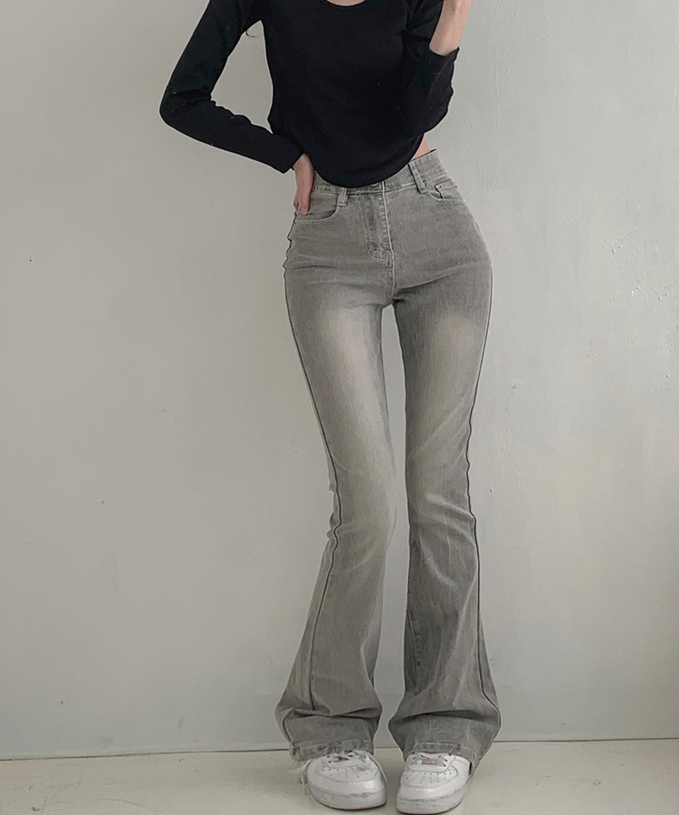 【丈別】ウォッシュスリムデニムパンツ(6color) GREY