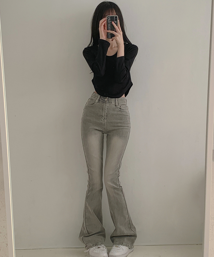 【丈別】ウォッシュスリムデニムパンツ(6color) GREY