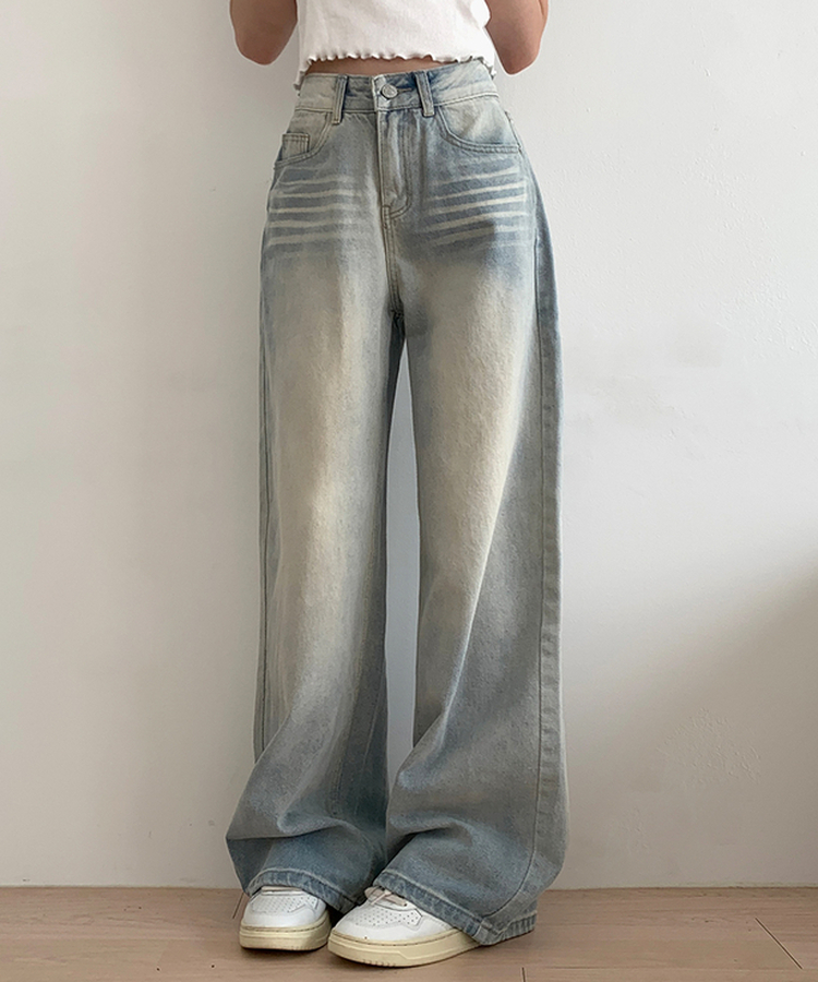 ハイウエストウォッシュドデニムパンツ LIGHT DENIM