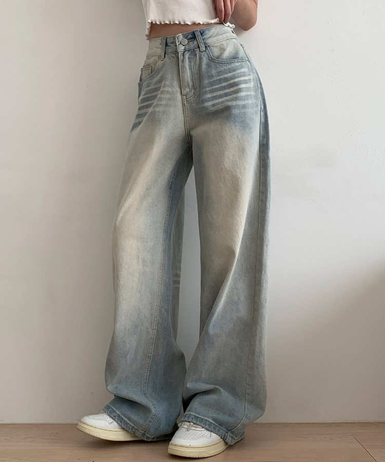 ハイウエストウォッシュドデニムパンツ LIGHT DENIM