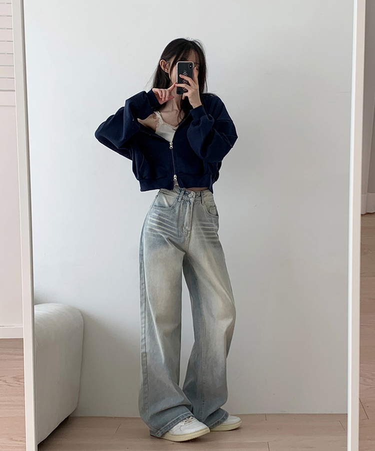 ハイウエストウォッシュドデニムパンツ LIGHT DENIM