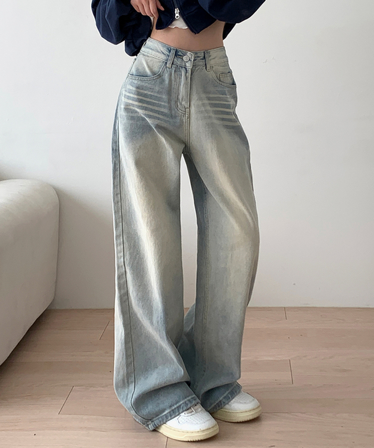 ハイウエストウォッシュドデニムパンツ LIGHT DENIM