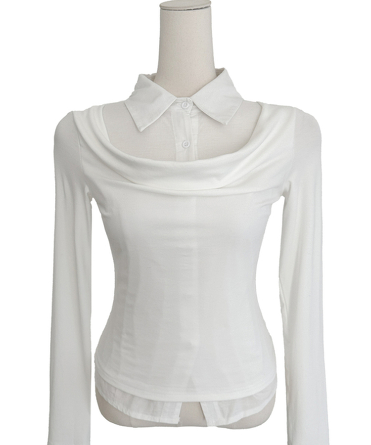 ドレープシャツレイヤード長袖Tシャツ