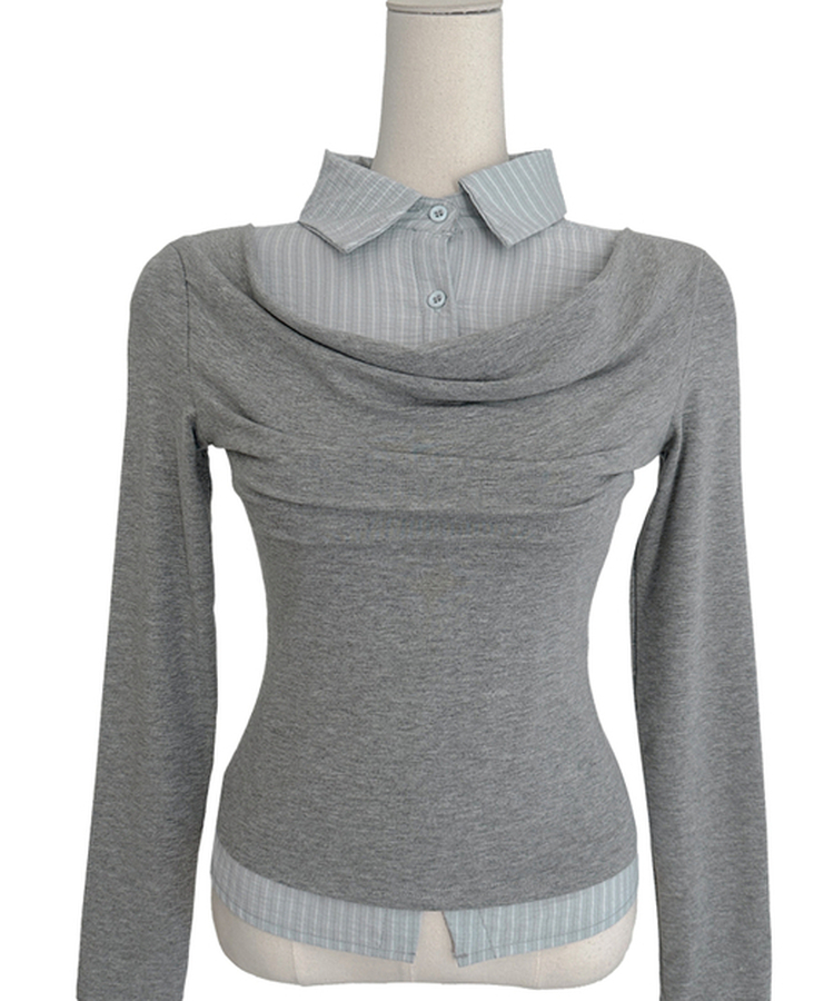 ドレープシャツレイヤード長袖Tシャツ