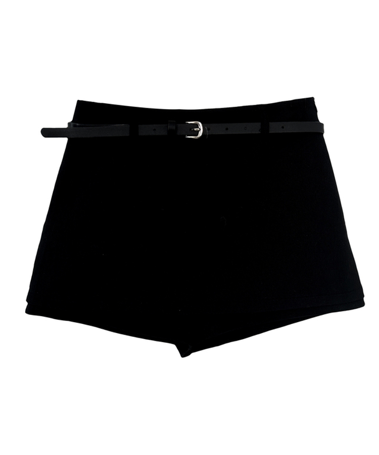 【ベルト付き】Aラインコットンミニスカートパンツ