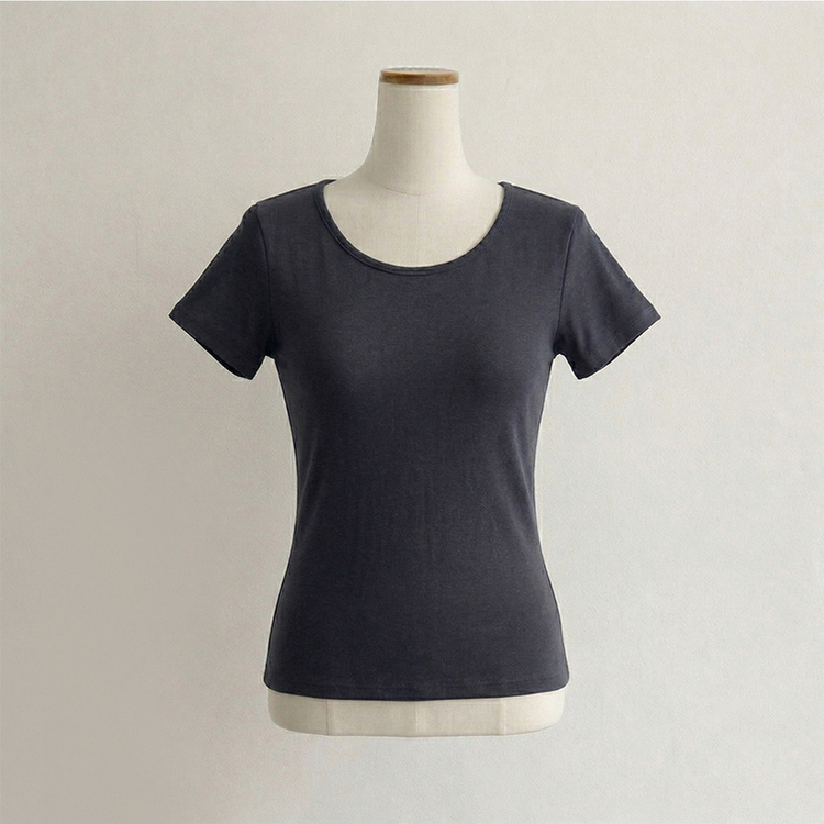 [여름필수/살빠진핏!] 쫀~득한 소재감의, 모찌 라운드 무지 봄 여름 세미 크롭 반팔 티셔츠 베이직 반팔티 허리잘록 상의 5color