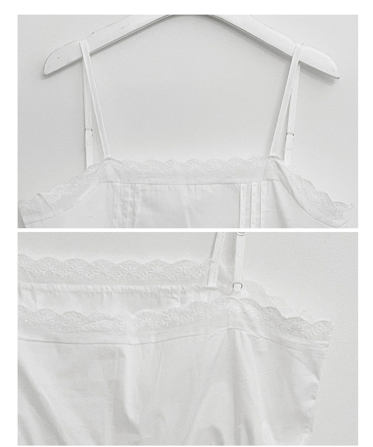 [레이어드/끈조절]핀턱레이스코튼스트링프릴레이어드미니끈원피스(2color)