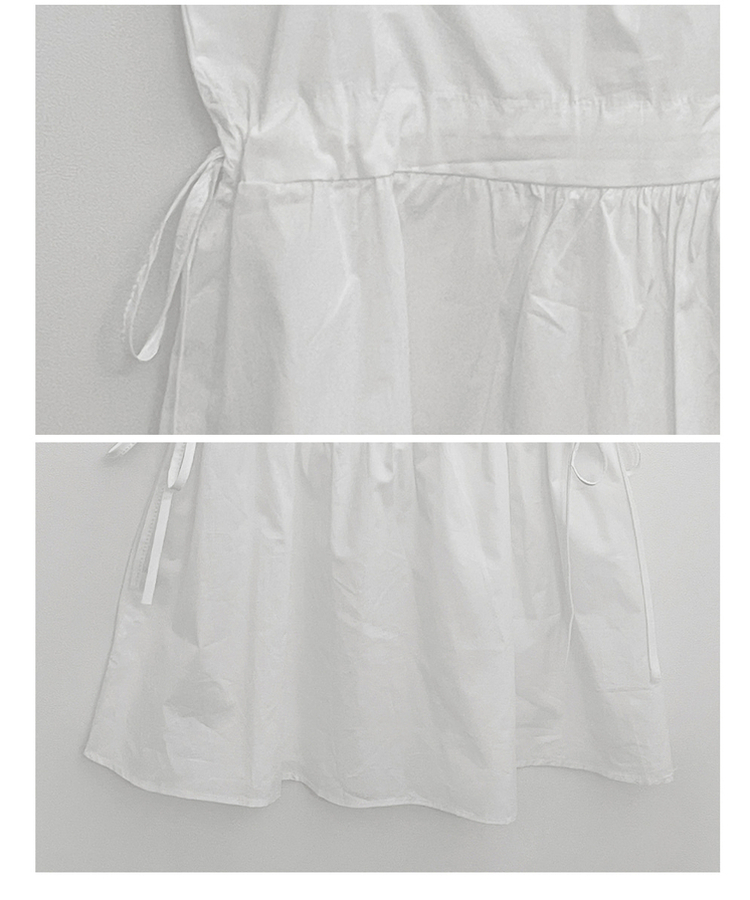 [레이어드/끈조절]핀턱레이스코튼스트링프릴레이어드미니끈원피스(2color)