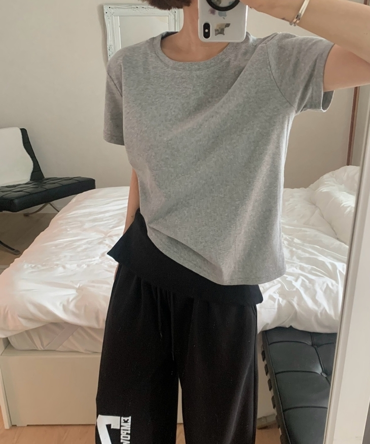 ベーシックコットンラウンド半袖Tシャツ(5color) GREY