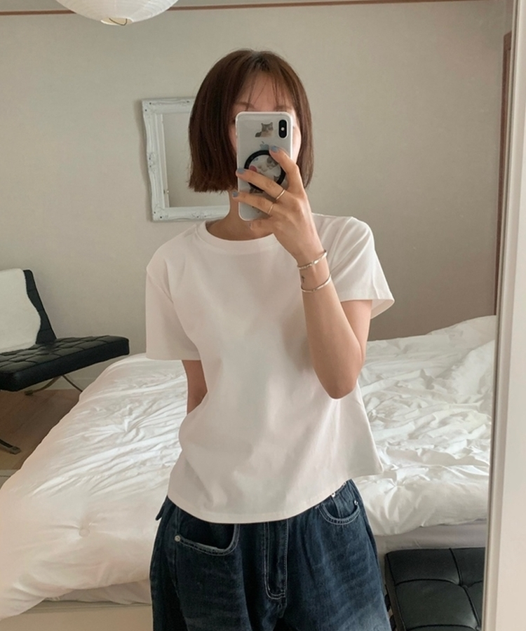 ベーシックコットンラウンド半袖Tシャツ(5color) IVORY