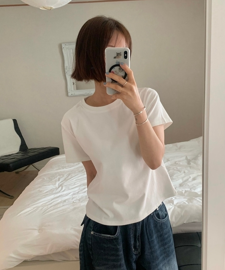 ベーシックコットンラウンド半袖Tシャツ(5color) IVORY