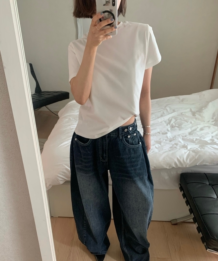 ベーシックコットンラウンド半袖Tシャツ(5color) IVORY