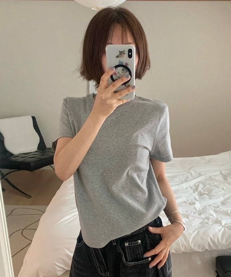 ベーシックコットンラウンド半袖Tシャツ(5color) GREY