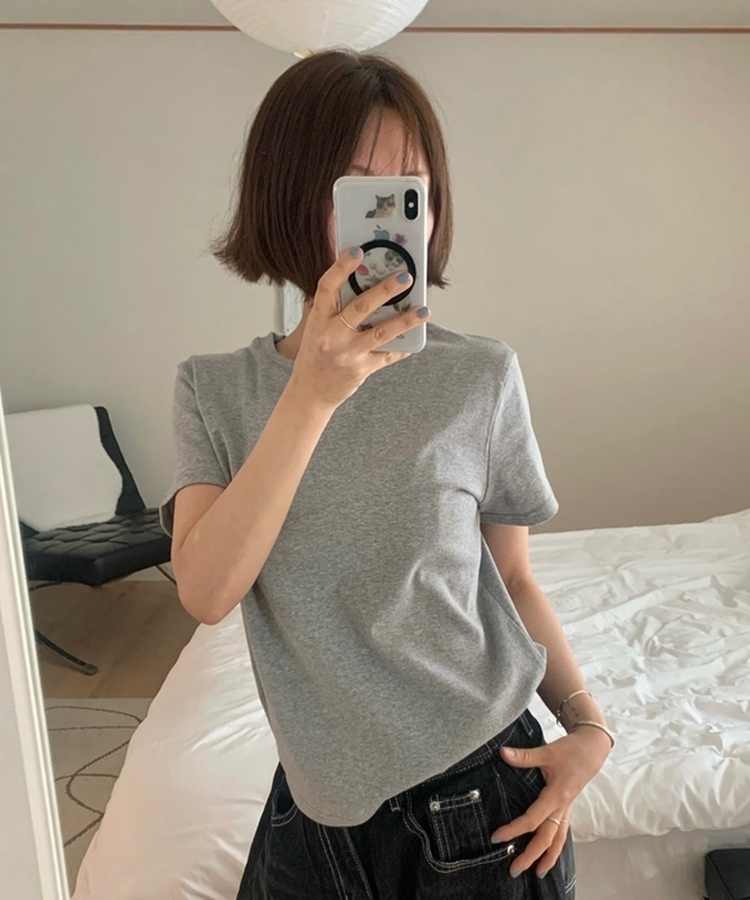 ベーシックコットンラウンド半袖Tシャツ(5color) GREY