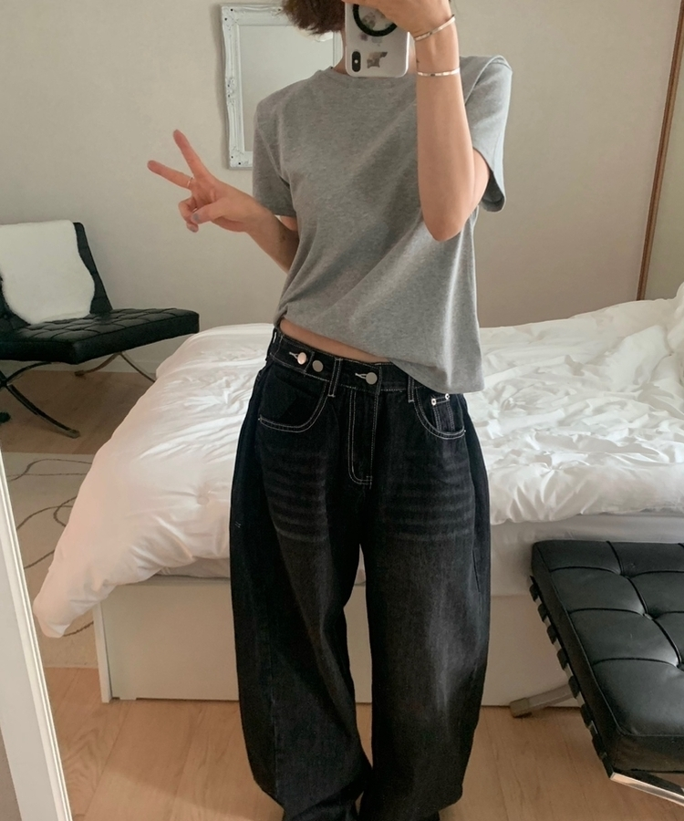 ベーシックコットンラウンド半袖Tシャツ(5color) GREY