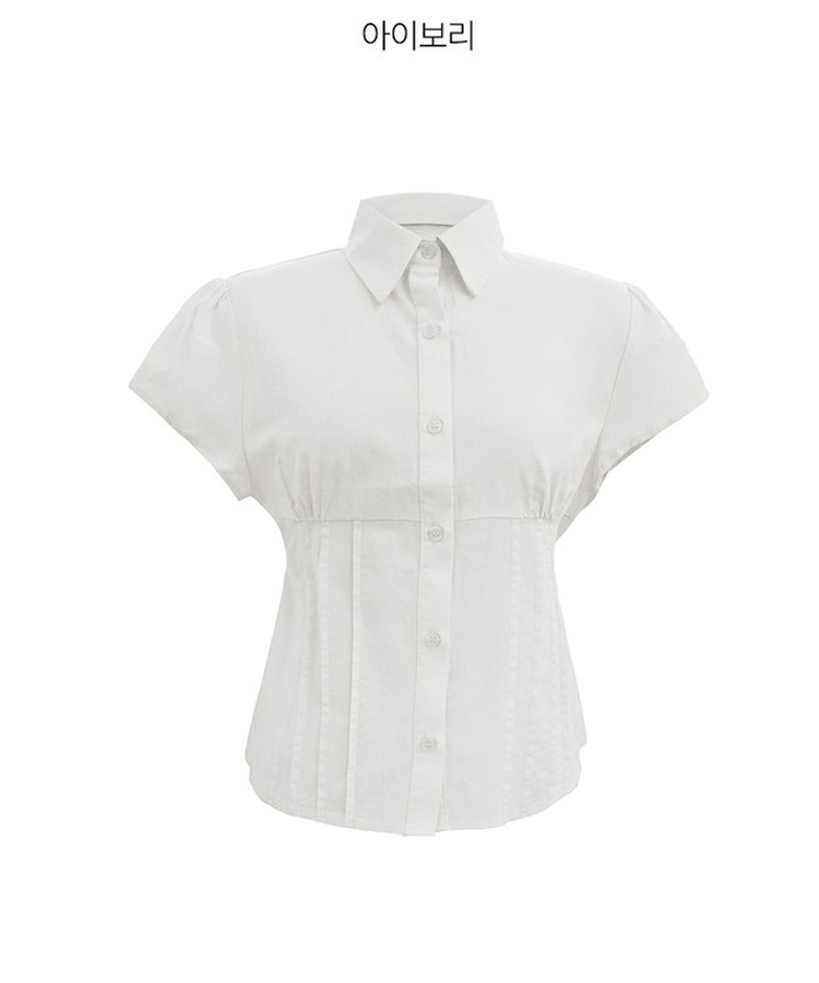 ピンテック半袖シャツブラウス(5color)