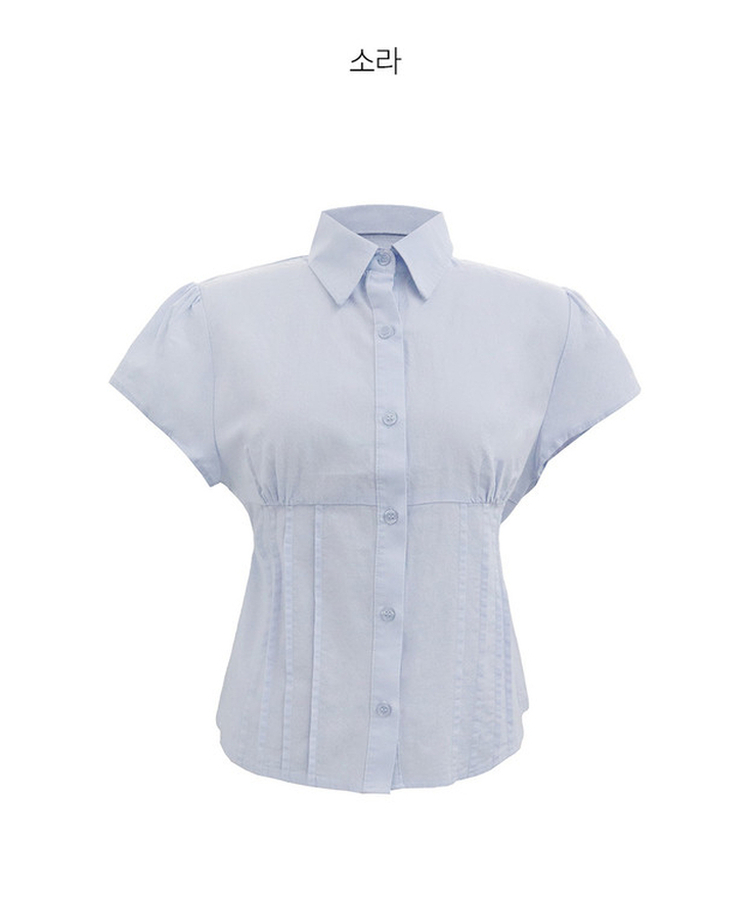 ピンテック半袖シャツブラウス(5color)