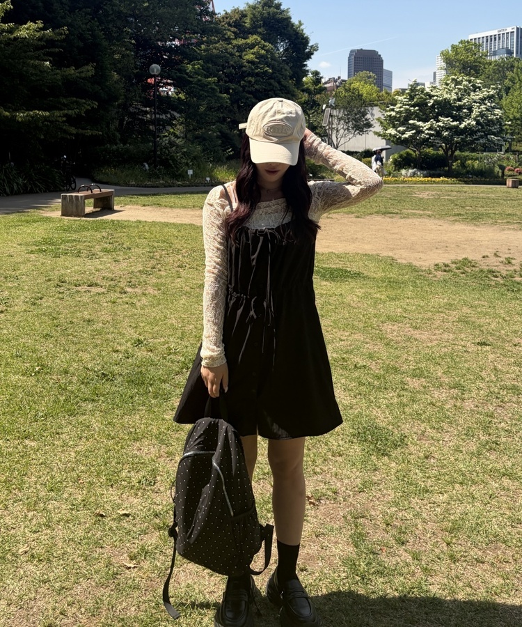 도트 보부상 백팩 블랙