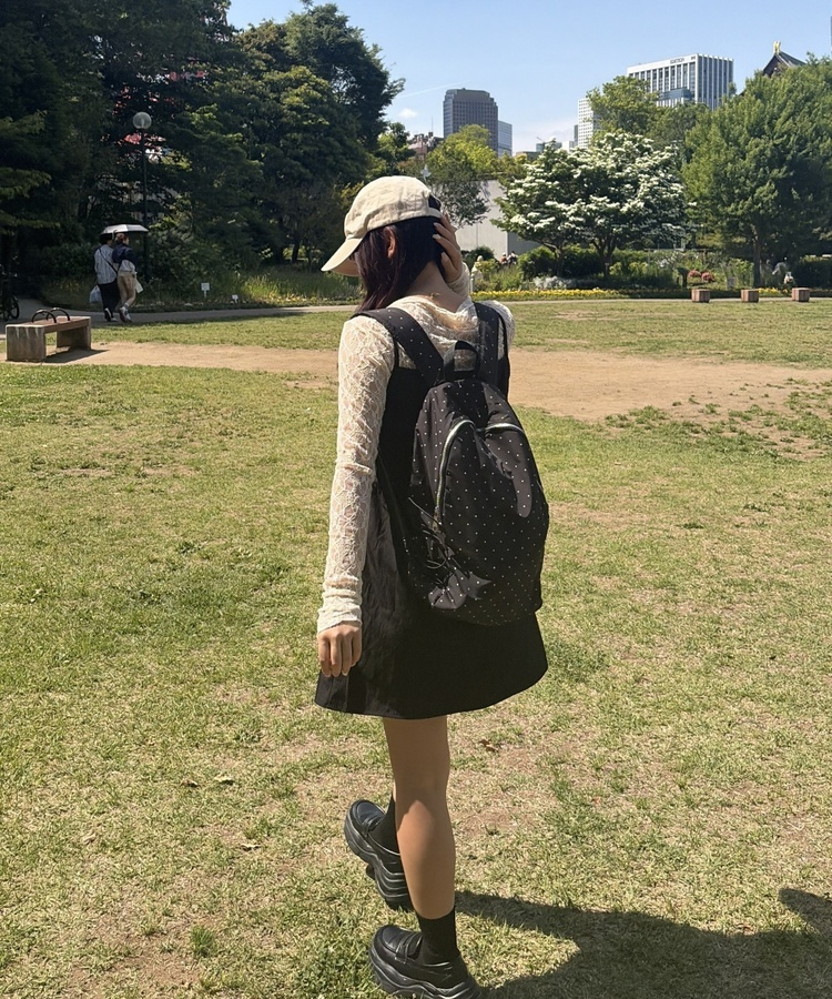 도트 보부상 백팩 블랙