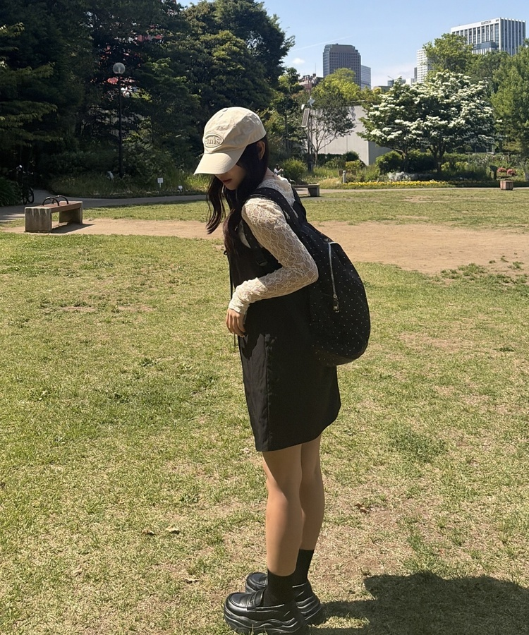 도트 보부상 백팩 블랙