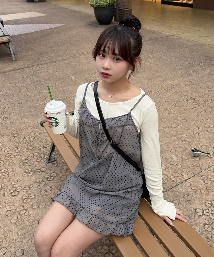 ドットシアーキャミワンピース CHARCOAL